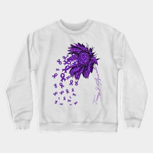 Trisomy 9 Awareness - Sunflower ribbon flowers fall Crewneck Sweatshirt